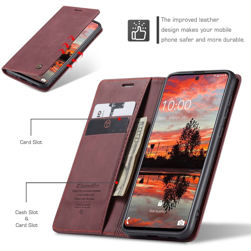 CASEME 013-serien pungfunktion PU-læder + TPU mobiltelefoncover med auto-absorberet magnetlukning til Samsung Galaxy A33 5G