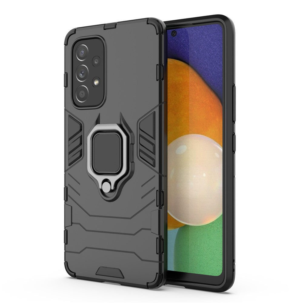 Ring Kickstand Hard PC + Blødt TPU Kraftigt Stødsikkert Beskyttelsescover til Samsung Galaxy A53 5G