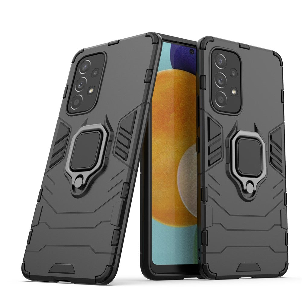 Ring Kickstand Hard PC + Blødt TPU Kraftigt Stødsikkert Beskyttelsescover til Samsung Galaxy A53 5G