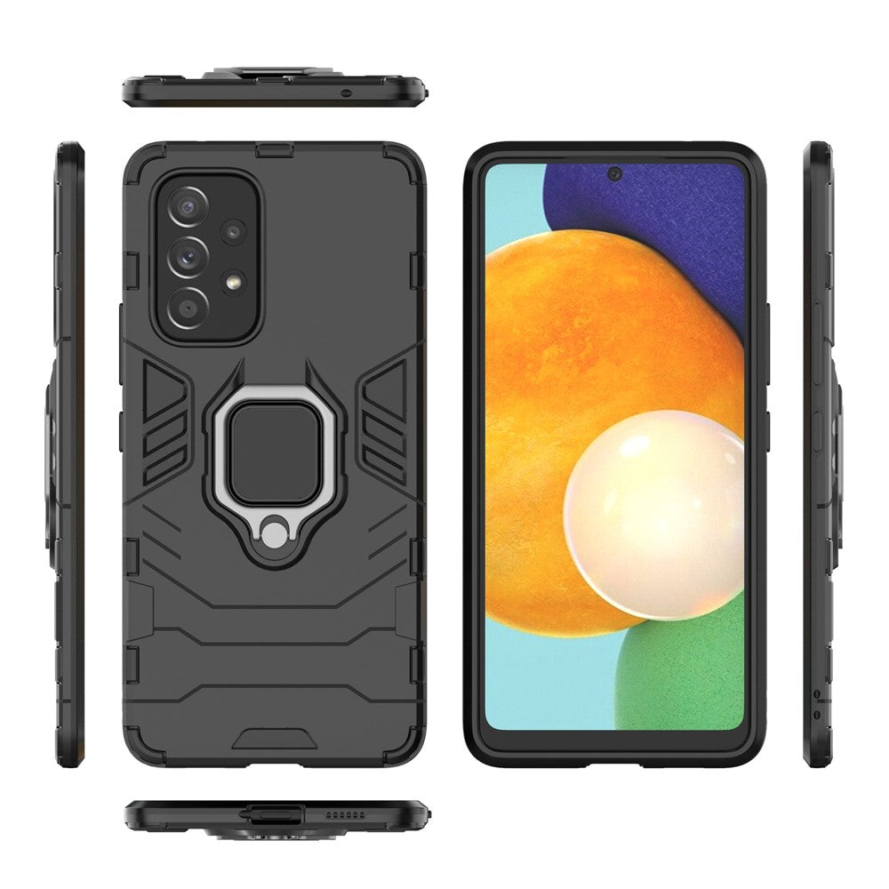 Ring Kickstand Hard PC + Blødt TPU Kraftigt Stødsikkert Beskyttelsescover til Samsung Galaxy A53 5G