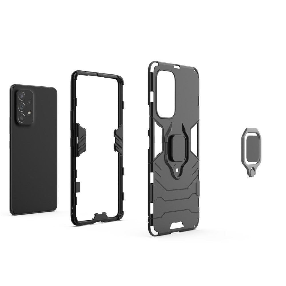 Ring Kickstand Hard PC + Blødt TPU Kraftigt Stødsikkert Beskyttelsescover til Samsung Galaxy A53 5G