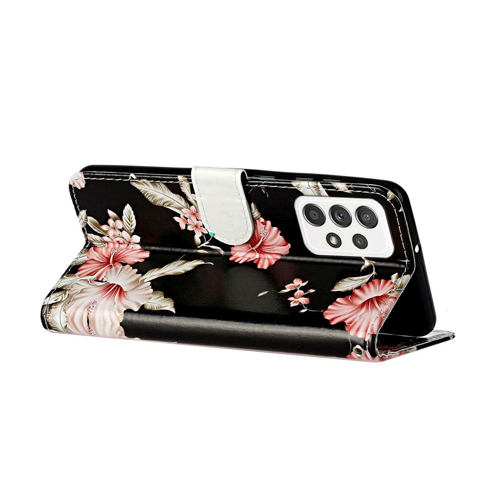Mønstertryk PU-læder + TPU magnetisk klaptelefoncover med foldbar standerpung til Samsung Galaxy A33 5G