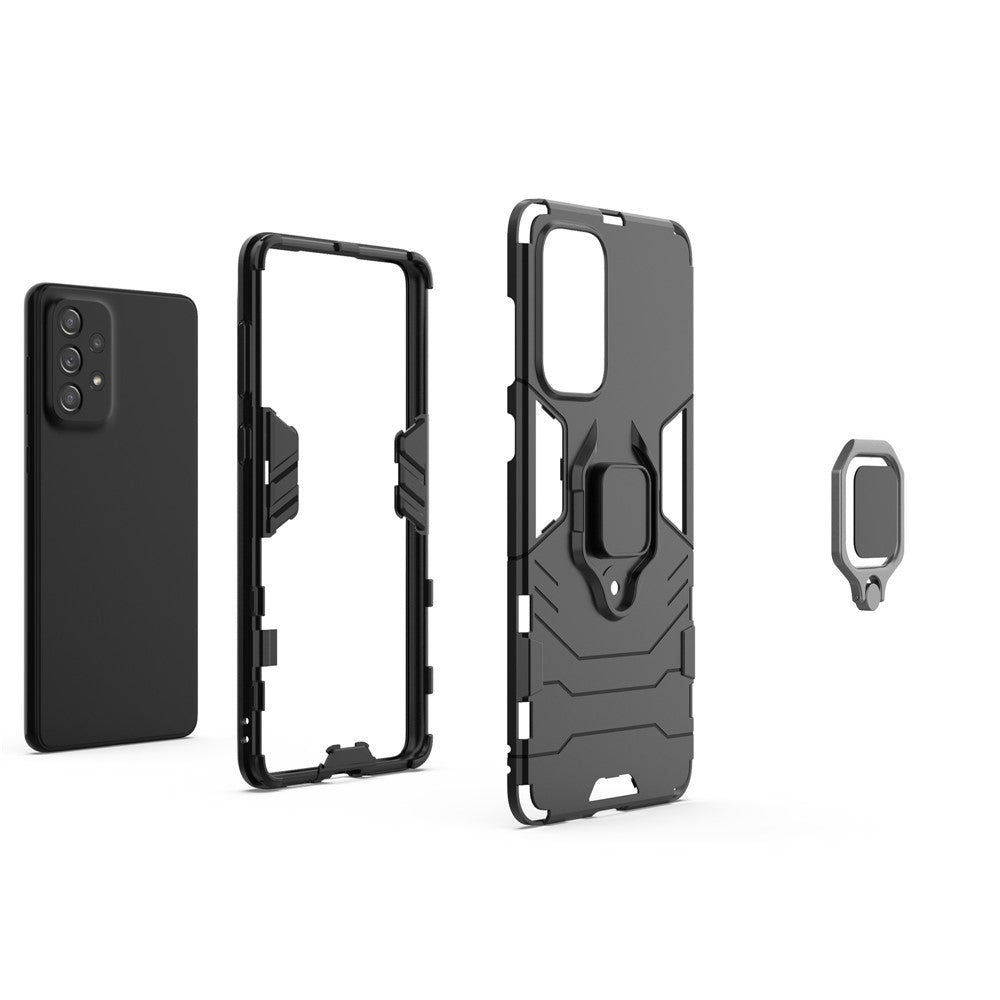 Til Samsung Galaxy A73 5G Ringholder Kickstand PC + TPU Dobbeltlags Stødabsorberende Beskyttelsescover