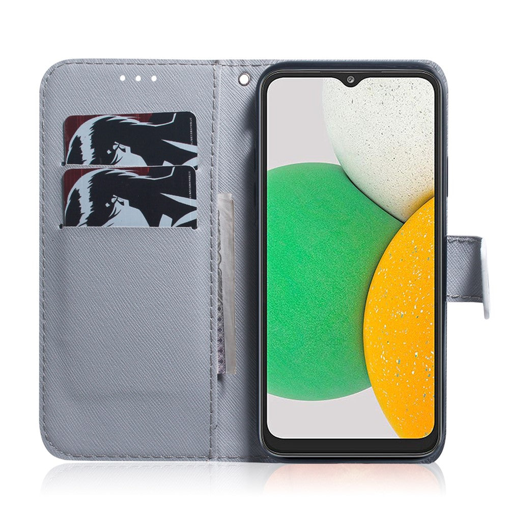 Pungstativ Designmønster Tryk Dobbeltbeskyttende PU Læder + TPU Telefoncover til Samsung Galaxy A13 4G