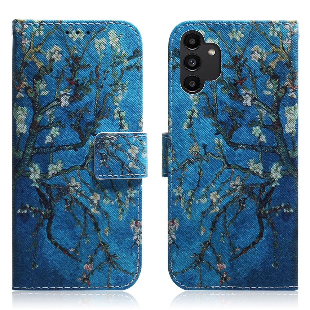 Pungstativ Designmønster Tryk Dobbeltbeskyttende PU Læder + TPU Telefoncover til Samsung Galaxy A13 4G