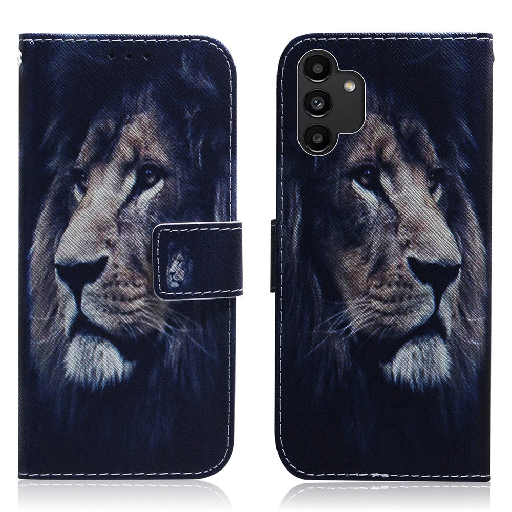 Pungstativ Designmønster Tryk Dobbeltbeskyttende PU Læder + TPU Telefoncover til Samsung Galaxy A13 4G