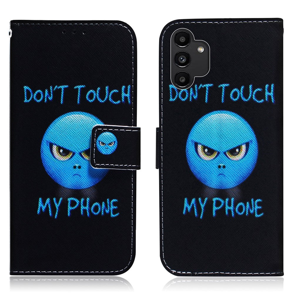 Pungstativ Designmønster Tryk Dobbeltbeskyttende PU Læder + TPU Telefoncover til Samsung Galaxy A13 4G