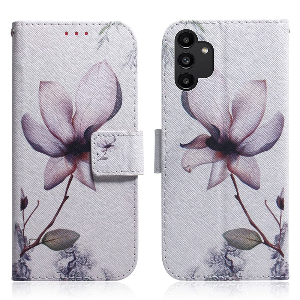 Pungstativ Designmønster Tryk Dobbeltbeskyttende PU Læder + TPU Telefoncover til Samsung Galaxy A13 4G