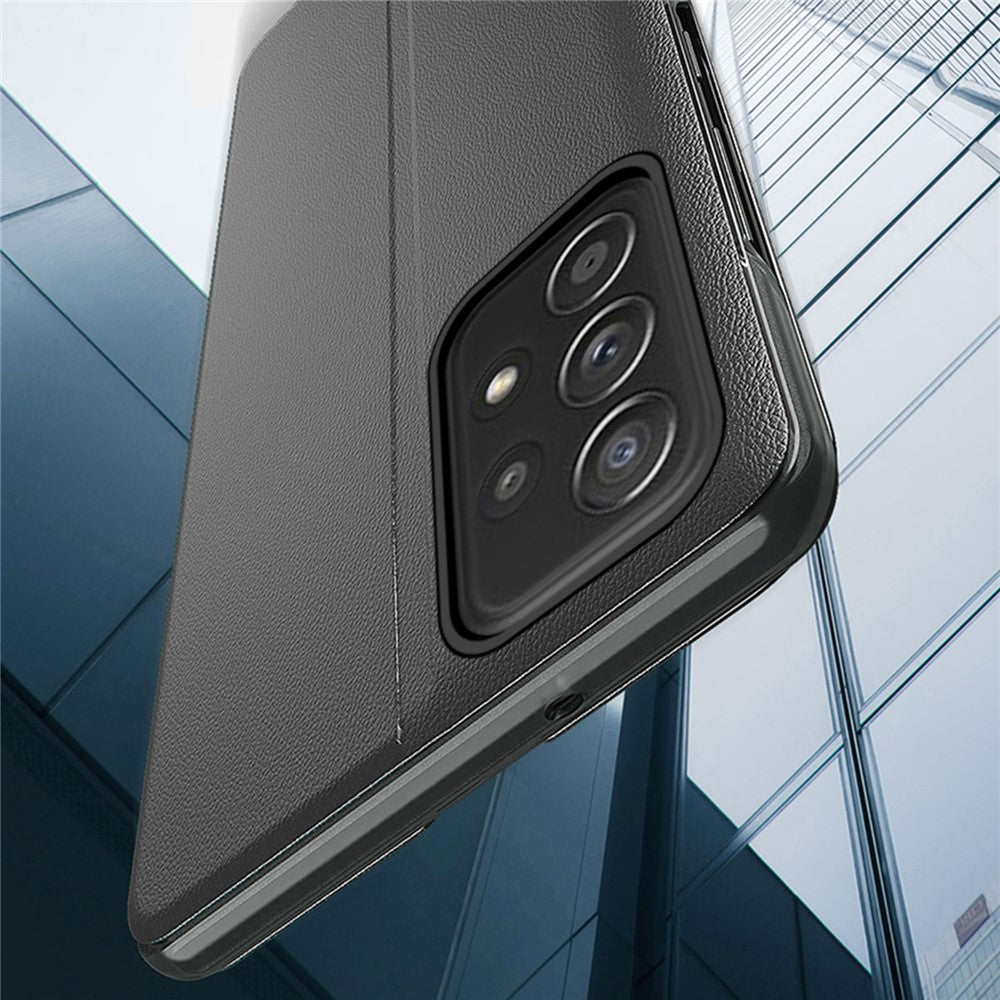 Etui med vindue i PU-læder med stander til Samsung Galaxy A73 5G
