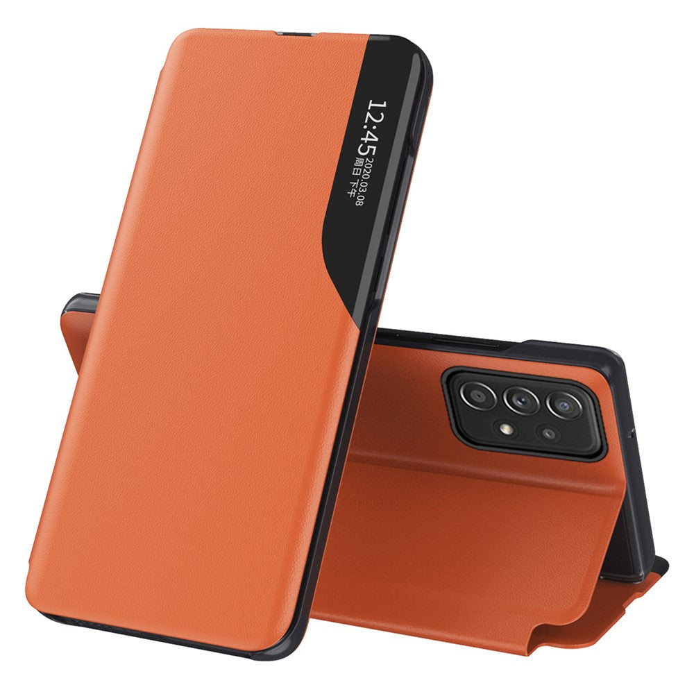 Etui med vindue i PU-læder med stander til Samsung Galaxy A73 5G
