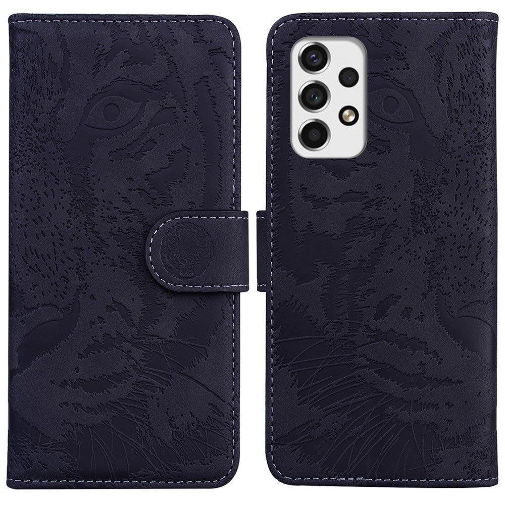 Til Samsung Galaxy A53 5G Flip Lædercover Beskyttende Telefonetui Med Præget Tigermønster Og Stander Til Kreditkort