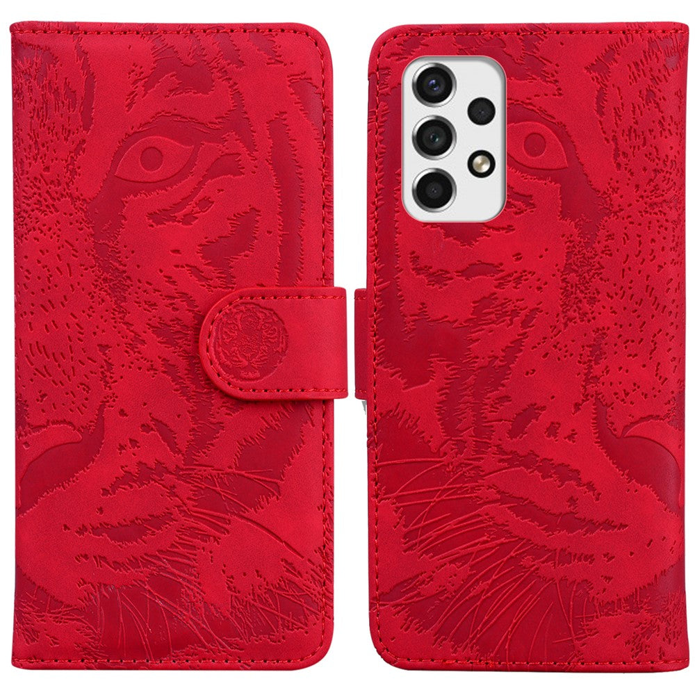 Samsung Galaxy A53 5G Flip Läderfodral Skyddande mobilfodral Prägling Tiger Mönster Stödjande Stativ Plånbok
