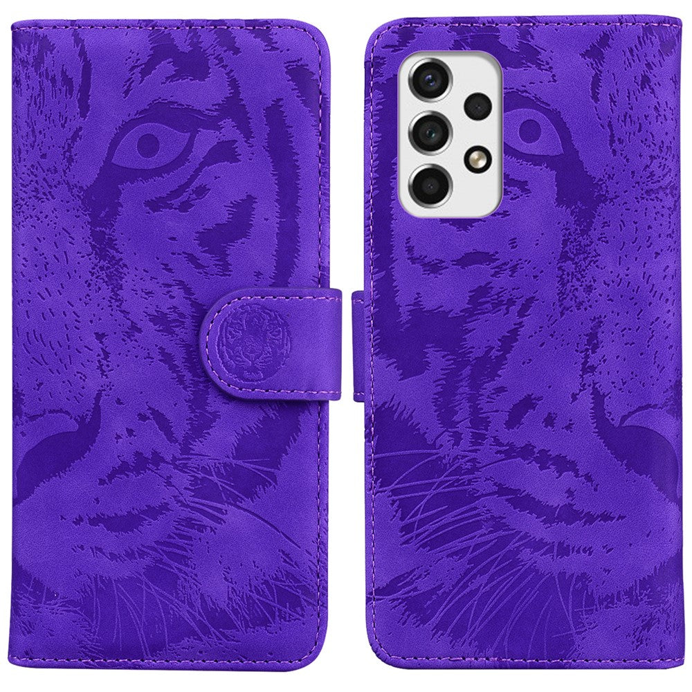 Til Samsung Galaxy A53 5G Flip Lædercover Beskyttende Telefonetui Med Præget Tigermønster Og Stander Til Kreditkort