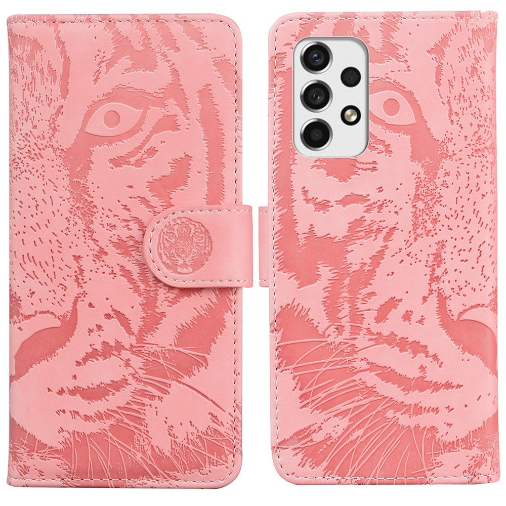 Til Samsung Galaxy A53 5G Flip Lædercover Beskyttende Telefonetui Med Præget Tigermønster Og Stander Til Kreditkort