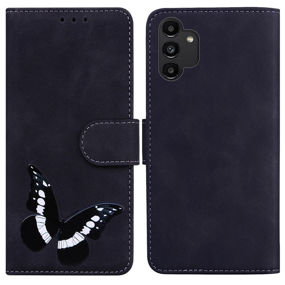 PU-läder + TPU Magnetisk stängning Fallsäkert fodral med hud, beröringskänsla, fjärilstryck, stativ och plånbok för Samsung Galaxy A13 4G