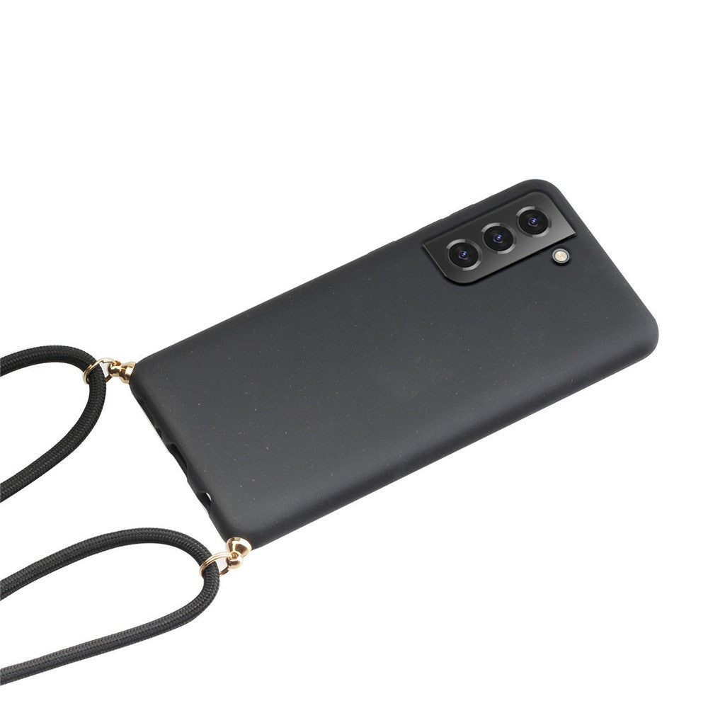 Drop Proof TPU + Biodegradable Wheat Straw Eco-Friendly Slim Protective Case Cover with Strap for Samsung Galaxy S22 5G