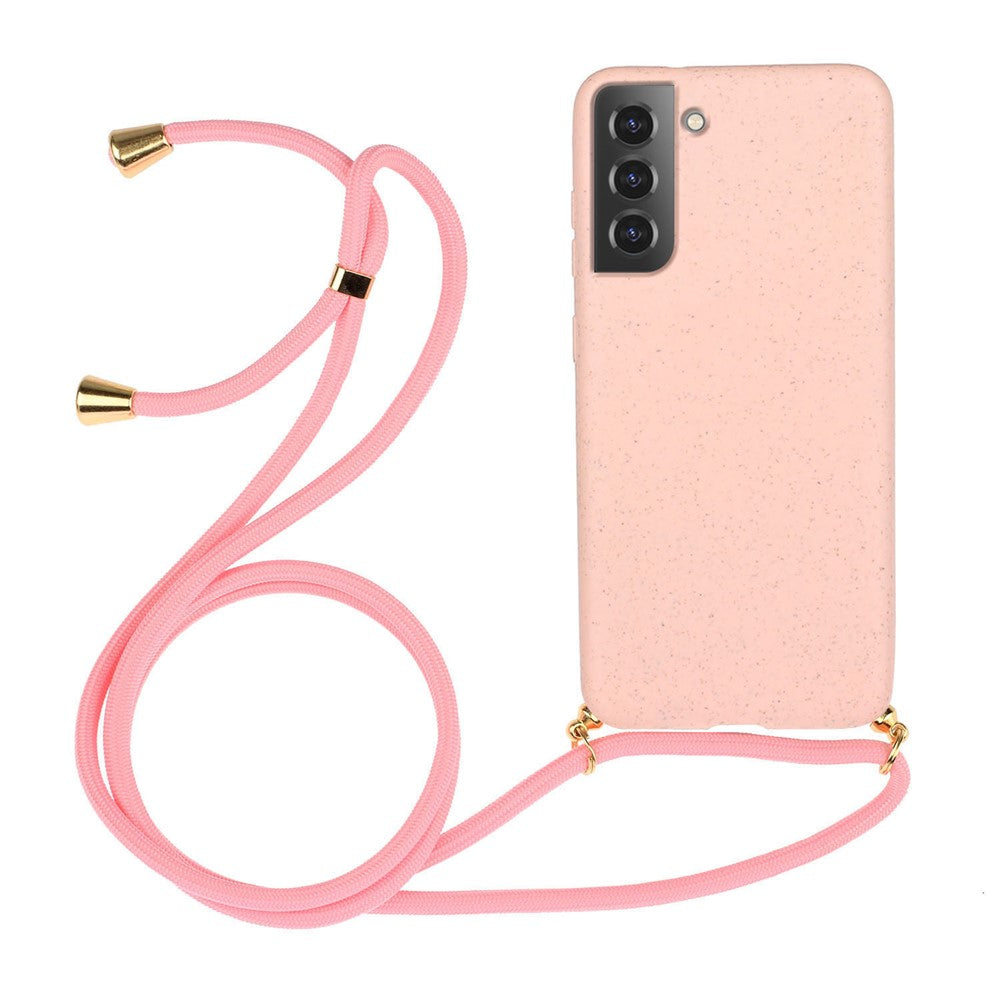 Drop Proof TPU + Biodegradable Wheat Straw Eco-Friendly Slim Protective Case Cover with Strap for Samsung Galaxy S22 5G