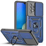 Roterande metallring med stöddesign, glidande kameraskydd, anti-fingeravtryck, PC + TPU hybridmobilskal för Samsung Galaxy A13 4G