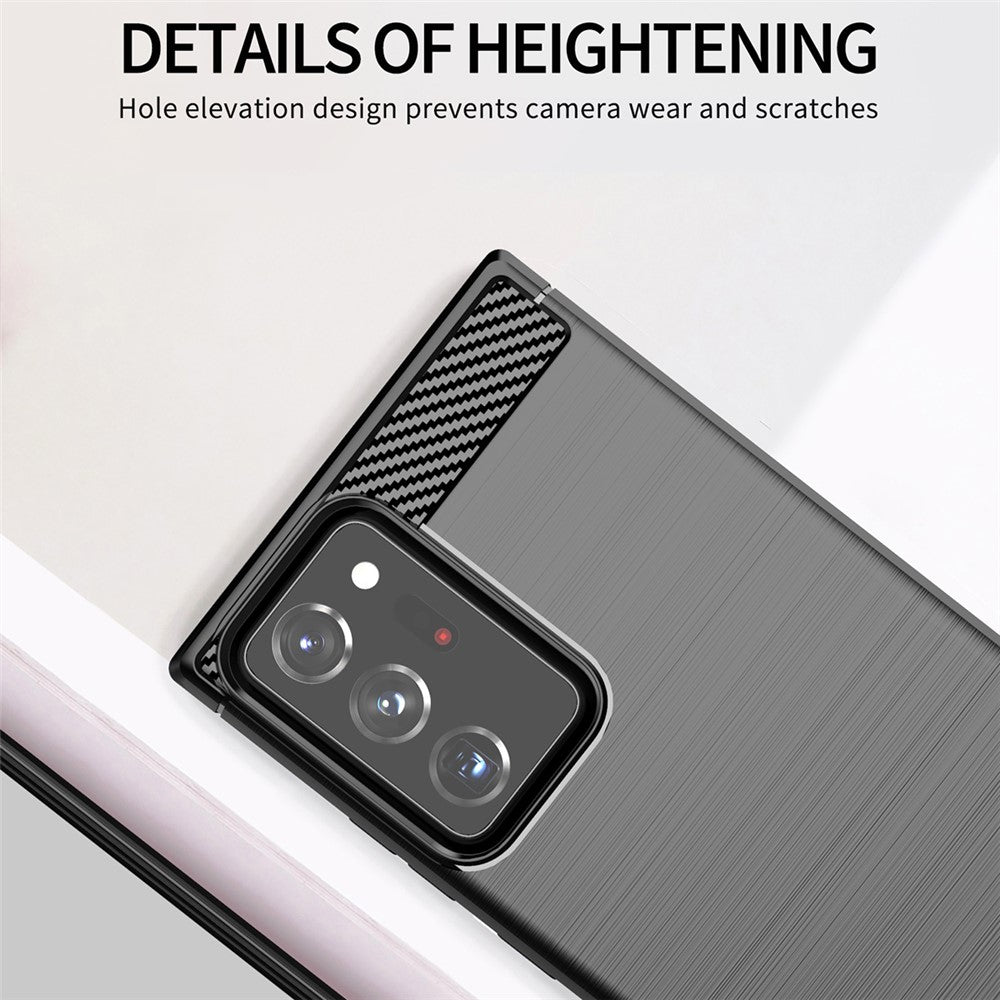 1.8mm Carbon Fiber Slim Drop-proof Brushed Texture Soft TPU Mobile Phone Cover for Samsung Galaxy Note 20 Ultra/Note 20 Ultra 5G