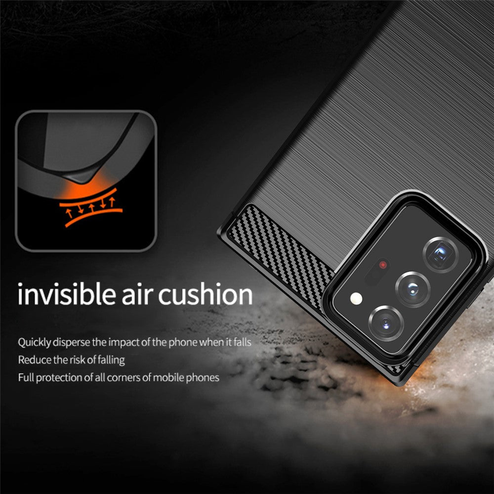 1.8mm Carbon Fiber Slim Drop-proof Brushed Texture Soft TPU Mobile Phone Cover for Samsung Galaxy Note 20 Ultra/Note 20 Ultra 5G