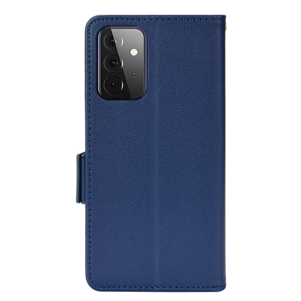 Telefoncover med ridsefast litchitekstur i PU-læder med folio-pungfunktion og stander til Samsung Galaxy A53 5G