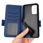 Telefoncover med ridsefast litchitekstur i PU-læder med folio-pungfunktion og stander til Samsung Galaxy A53 5G