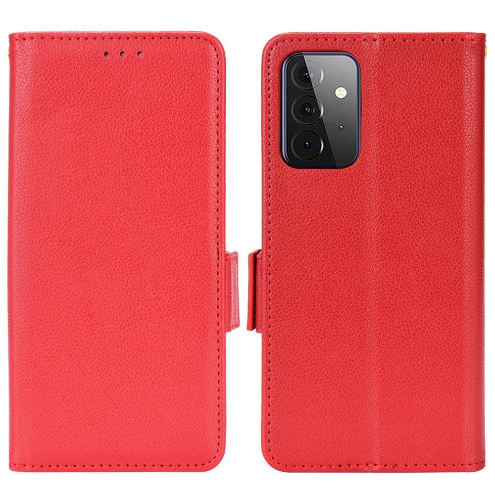 Telefoncover med ridsefast litchitekstur i PU-læder med folio-pungfunktion og stander til Samsung Galaxy A53 5G