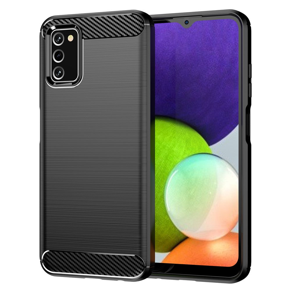 Kulfibertekstur 1,8 mm TPU-cover Børstet overflade Fingeraftaksfri Stødsikkert Telefonbeskyttelsescover til Samsung Galaxy A03s (166,5 mm)