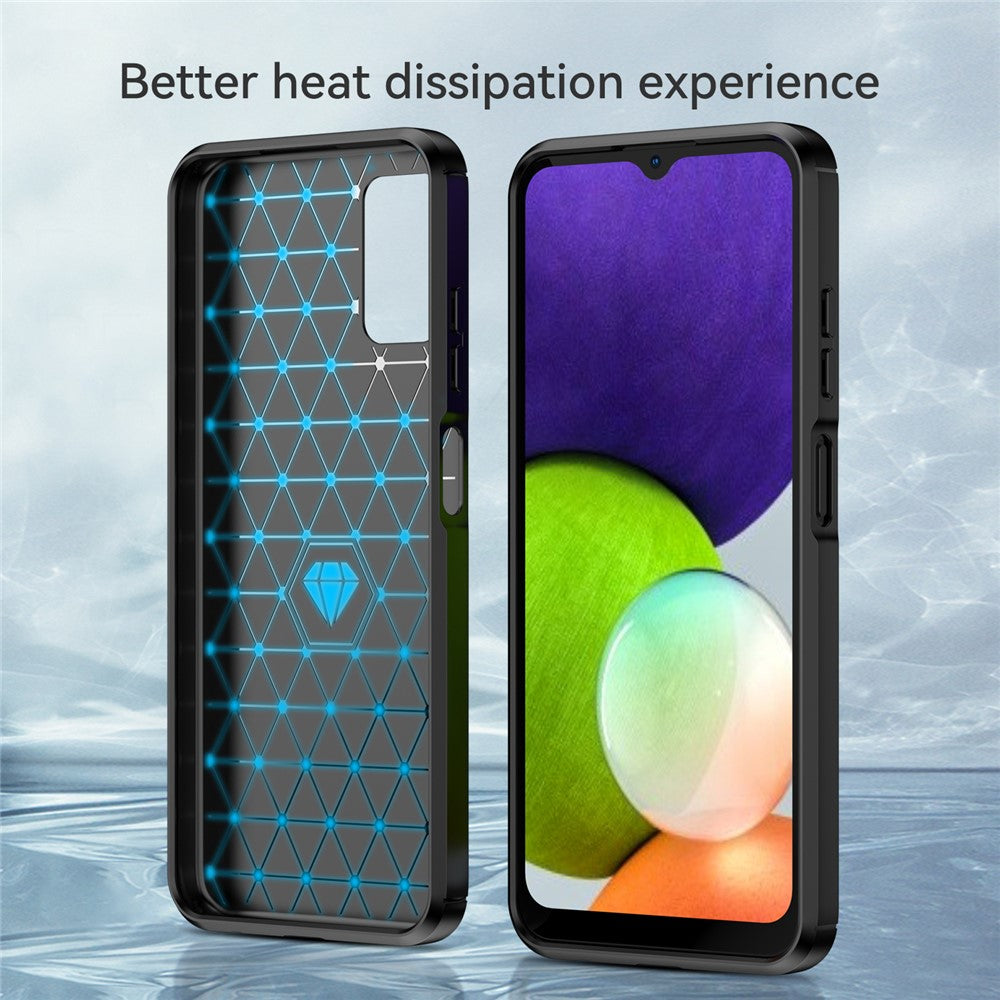 Kulfibertekstur 1,8 mm TPU-cover Børstet overflade Fingeraftaksfri Stødsikkert Telefonbeskyttelsescover til Samsung Galaxy A03s (166,5 mm)
