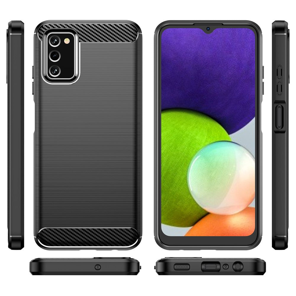 Kulfibertekstur 1,8 mm TPU-cover Børstet overflade Fingeraftaksfri Stødsikkert Telefonbeskyttelsescover til Samsung Galaxy A03s (166,5 mm)