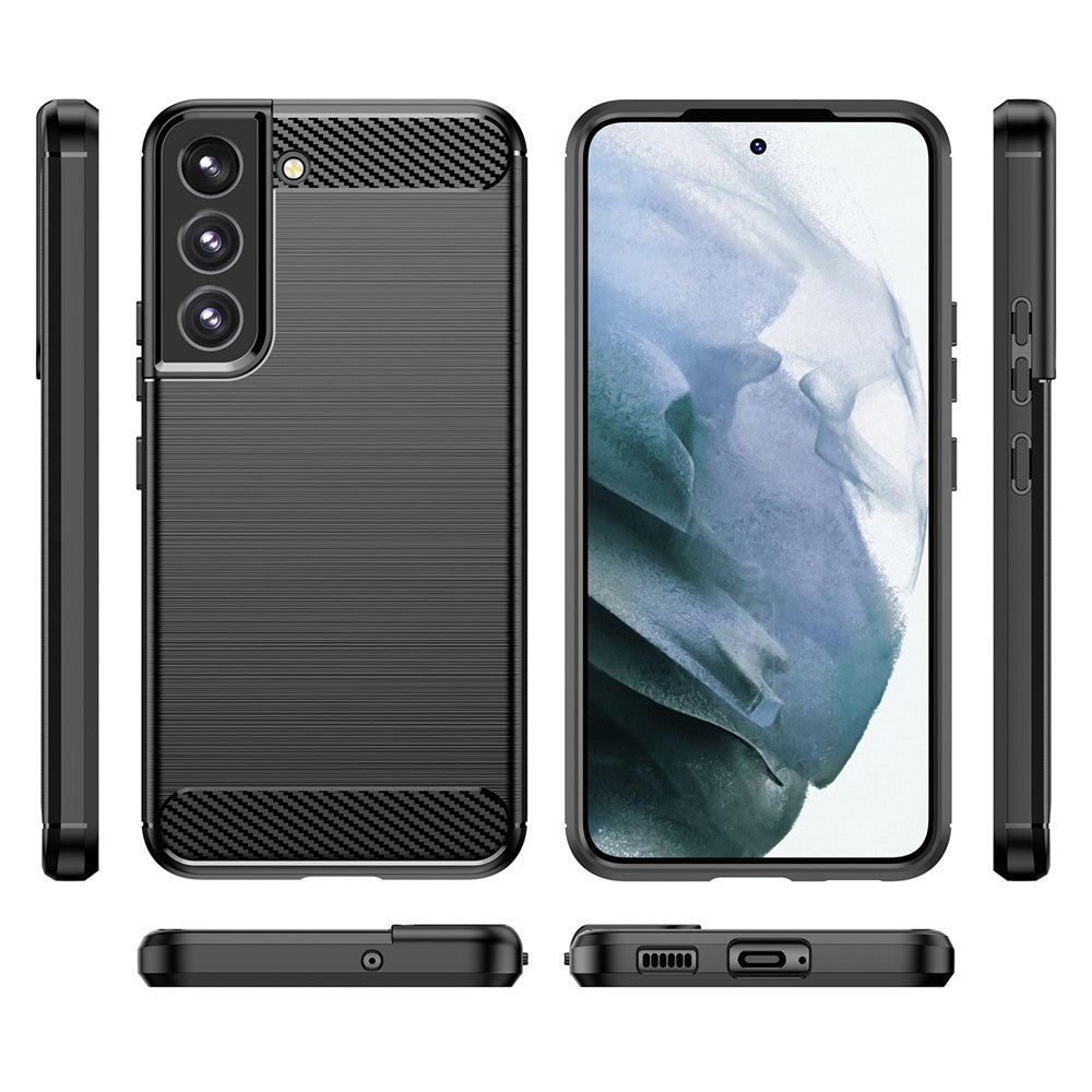 1.8mm Brushed Surface TPU Case Air Cushion Super Thin Carbon Fiber Texture Phone Protective Cover for Samsung Galaxy S22 5G