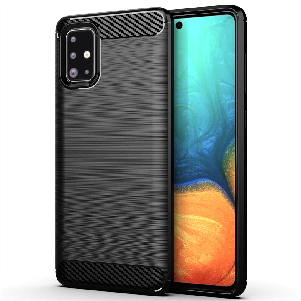 1.8mm Heat Dissipation TPU Case Full Brushed Surface Coverage Carbon Fiber Texture Phone Cover for Samsung Galaxy A71 4G SM-A715