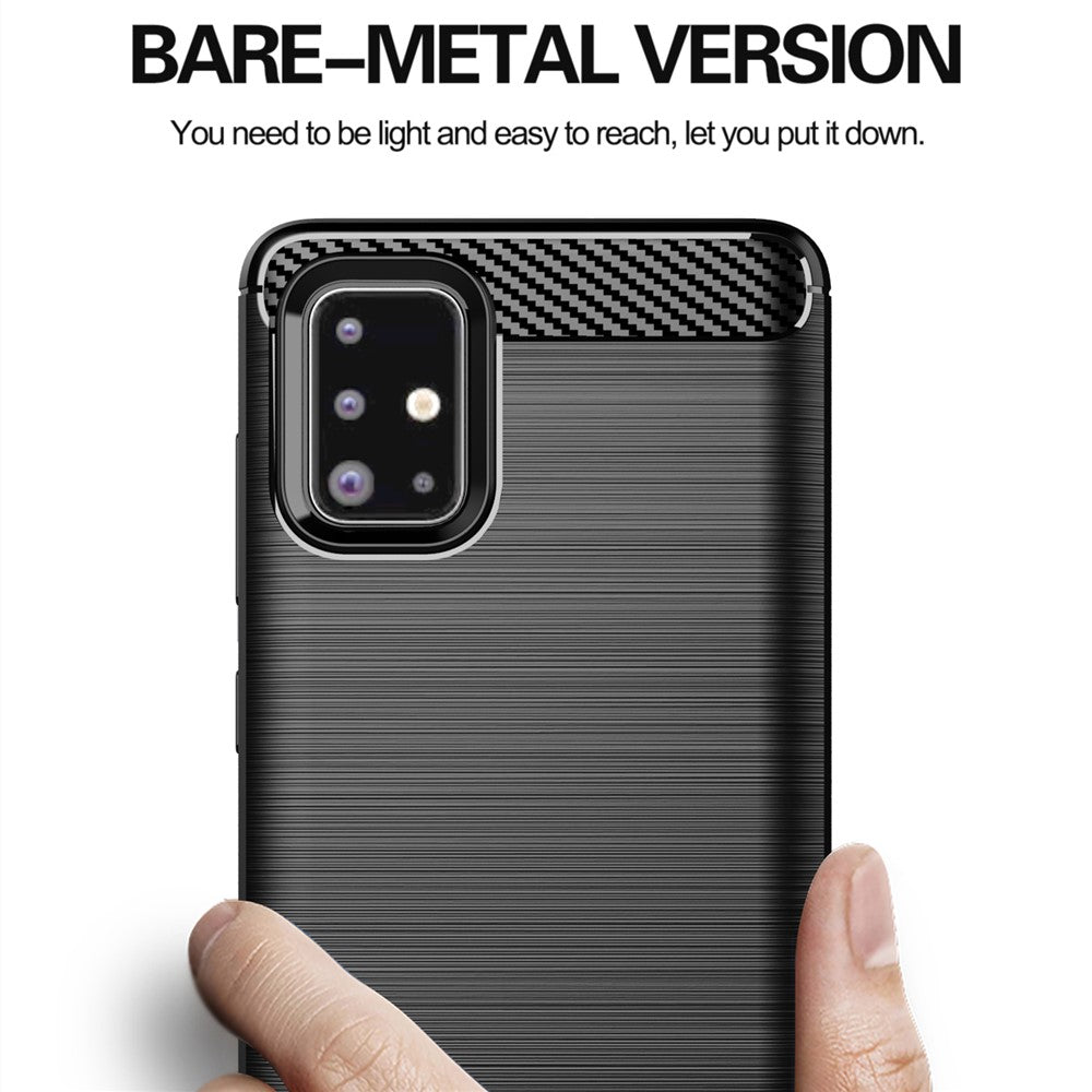 1.8mm Heat Dissipation TPU Case Full Brushed Surface Coverage Carbon Fiber Texture Phone Cover for Samsung Galaxy A71 4G SM-A715