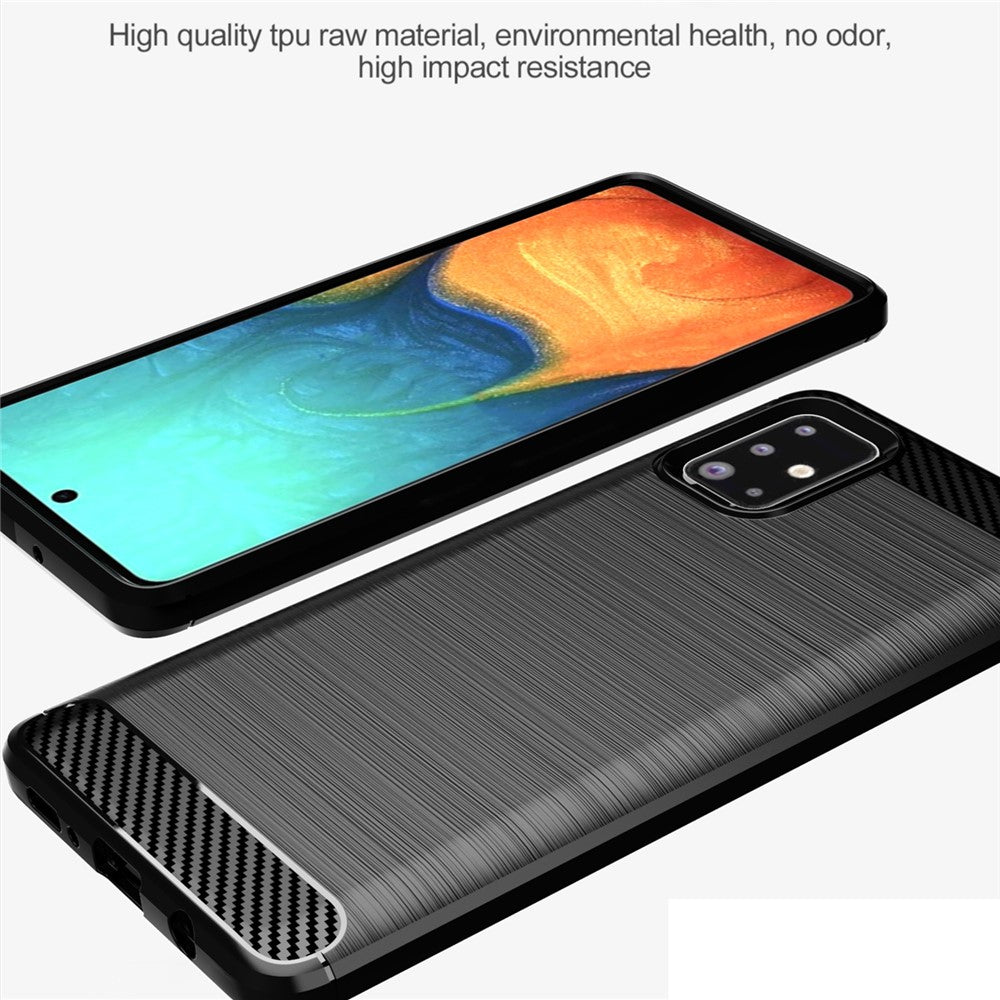 1.8mm Heat Dissipation TPU Case Full Brushed Surface Coverage Carbon Fiber Texture Phone Cover for Samsung Galaxy A71 4G SM-A715