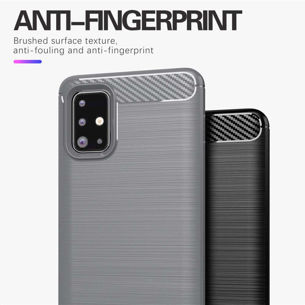 1.8mm Heat Dissipation TPU Case Full Brushed Surface Coverage Carbon Fiber Texture Phone Cover for Samsung Galaxy A71 4G SM-A715