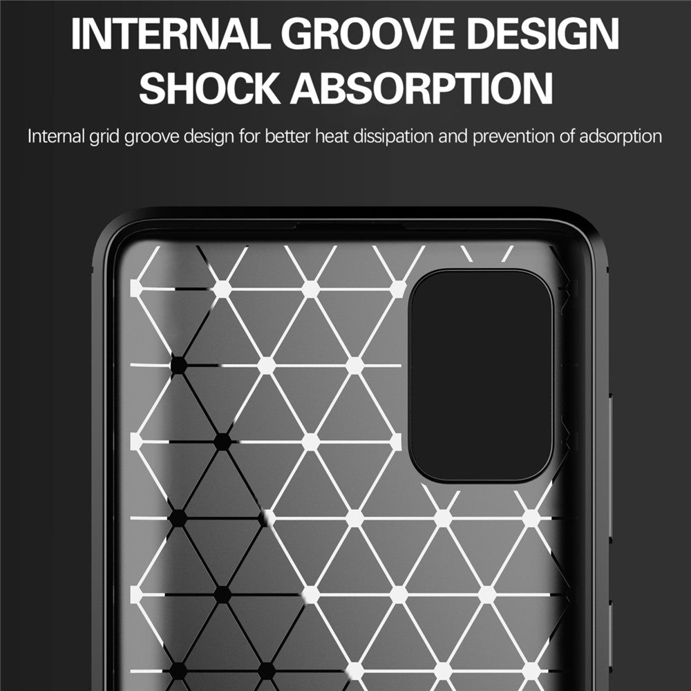 1.8mm Heat Dissipation TPU Case Full Brushed Surface Coverage Carbon Fiber Texture Phone Cover for Samsung Galaxy A71 4G SM-A715