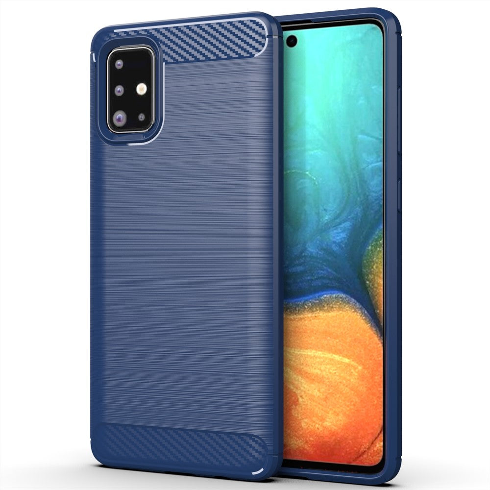 1.8mm Heat Dissipation TPU Case Full Brushed Surface Coverage Carbon Fiber Texture Phone Cover for Samsung Galaxy A71 4G SM-A715
