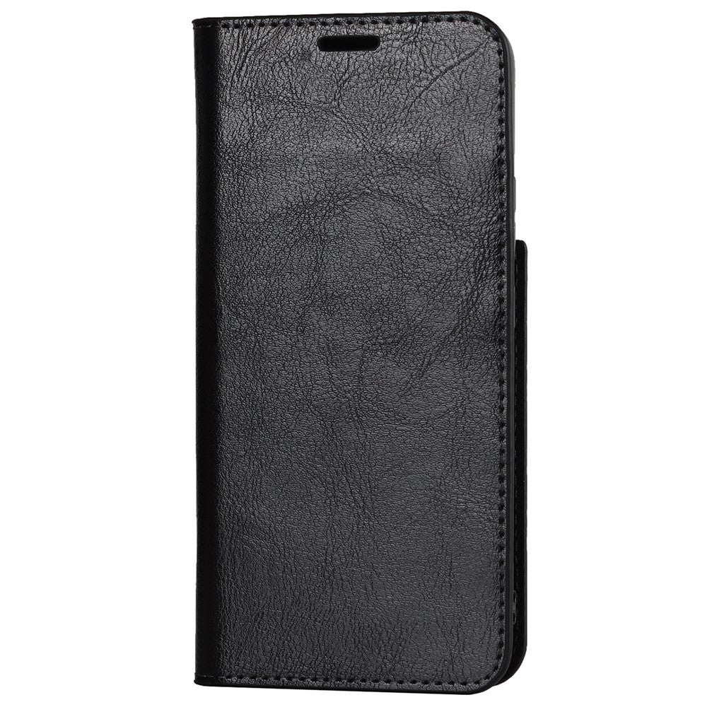 Slagfast Crazy Horse-tekstur ægte læder magnetisk automatisk lukning cover stand flip wallet etui til Samsung Galaxy S22 5G