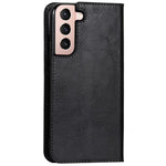 Slagfast Crazy Horse-tekstur ægte læder magnetisk automatisk lukning cover stand flip wallet etui til Samsung Galaxy S22 5G
