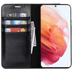 Slagfast Crazy Horse-tekstur ægte læder magnetisk automatisk lukning cover stand flip wallet etui til Samsung Galaxy S22 5G