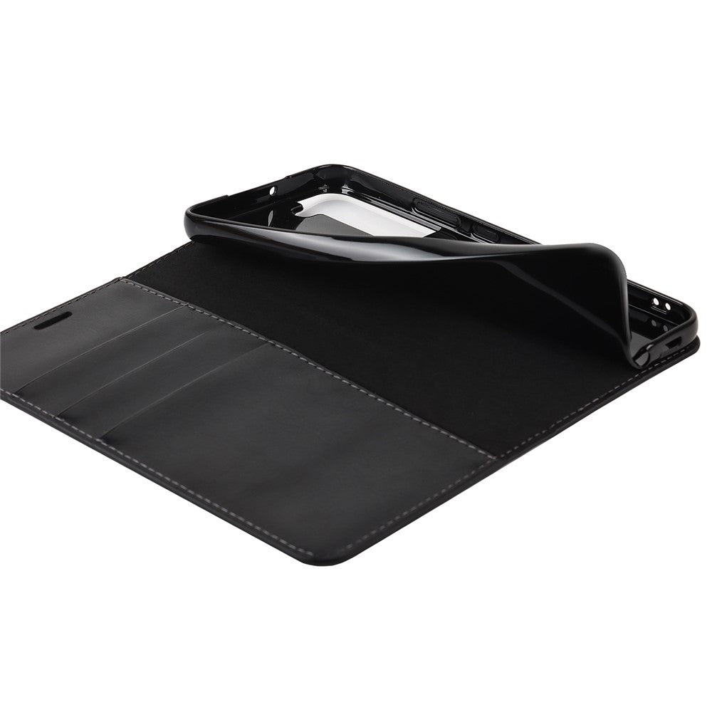 Slagfast Crazy Horse-tekstur ægte læder magnetisk automatisk lukning cover stand flip wallet etui til Samsung Galaxy S22 5G