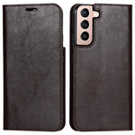 Slagfast Crazy Horse-tekstur ægte læder magnetisk automatisk lukning cover stand flip wallet etui til Samsung Galaxy S22 5G