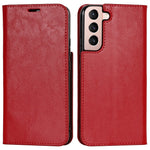 Slagfast Crazy Horse-tekstur ægte læder magnetisk automatisk lukning cover stand flip wallet etui til Samsung Galaxy S22 5G