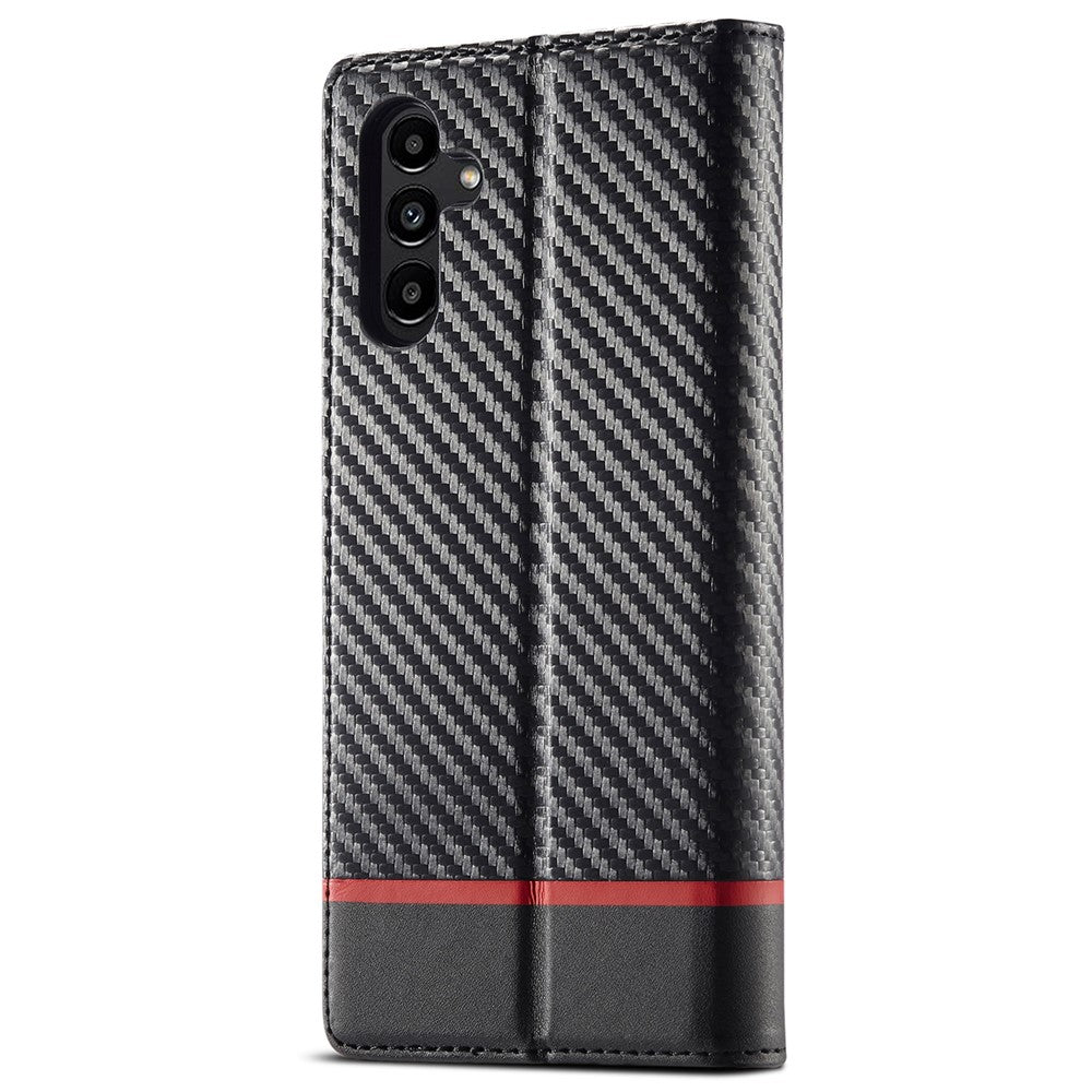 LC.IMEEKE tegnebogsetui med kulfiberstruktur i PU-læder til Samsung Galaxy A13 5G / A04s 4G (164,7 mm)