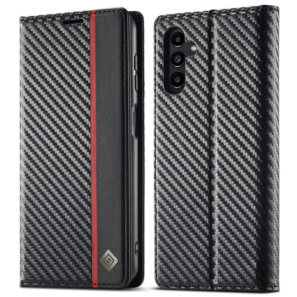 LC.IMEEKE tegnebogsetui med kulfiberstruktur i PU-læder til Samsung Galaxy A13 5G / A04s 4G (164,7 mm)