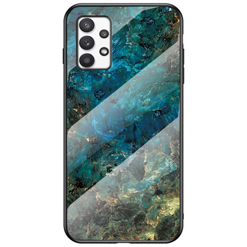 Tempered Glass + PC + TPU Hybrid Cover Fall Protection Marble Pattern Phone Case for Samsung Galaxy A53 5G