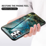 Tempered Glass + PC + TPU Hybrid Cover Fall Protection Marble Pattern Phone Case for Samsung Galaxy A53 5G