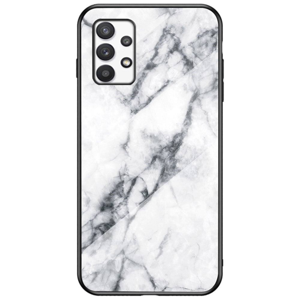 Tempered Glass + PC + TPU Hybrid Cover Fall Protection Marble Pattern Phone Case for Samsung Galaxy A53 5G