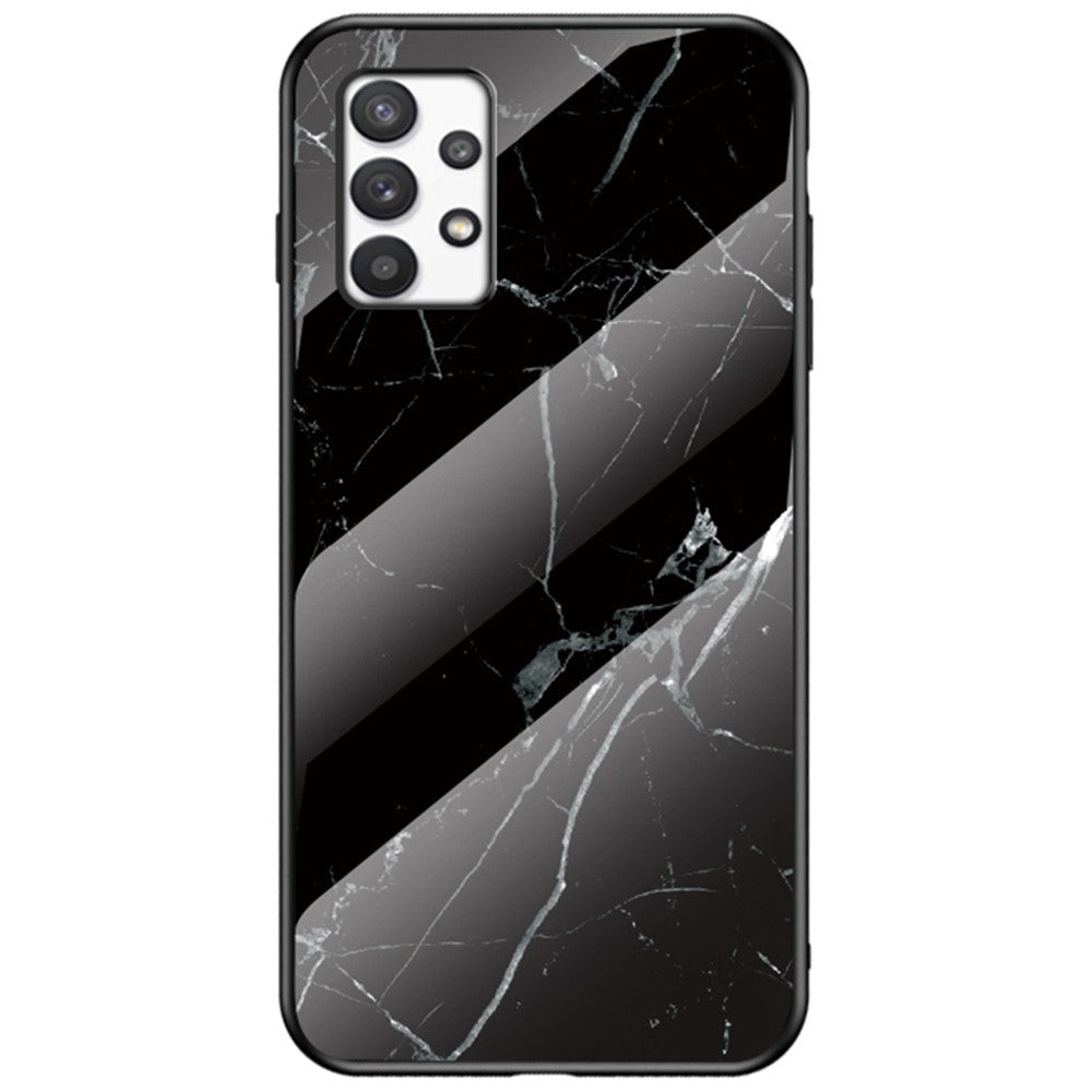 Tempered Glass + PC + TPU Hybrid Cover Fall Protection Marble Pattern Phone Case for Samsung Galaxy A53 5G