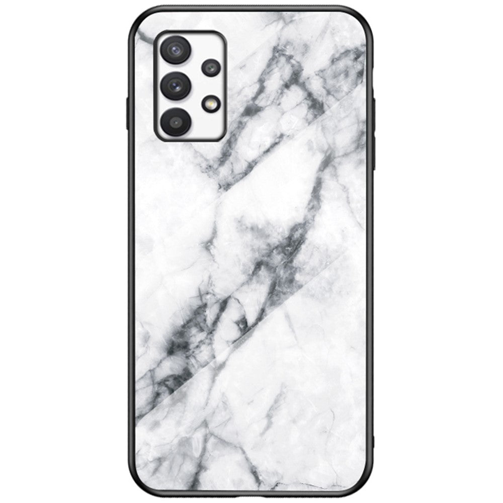 Härdat glas + PC + TPU Välskyddat reptåligt marmormönster mobilskal för Samsung Galaxy A33 5G